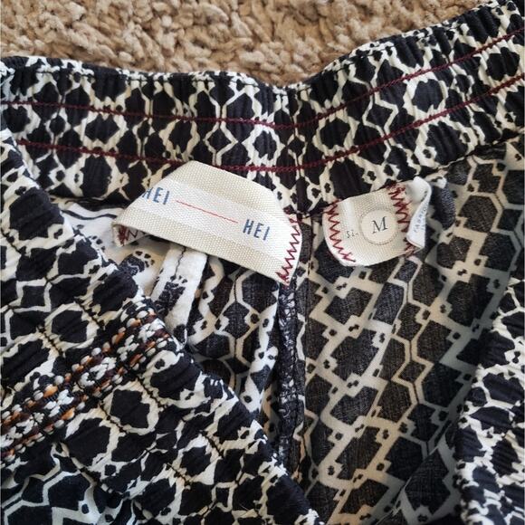 HEI anthro patterned cropped pants drawstring black white M - Picture 3 of 7